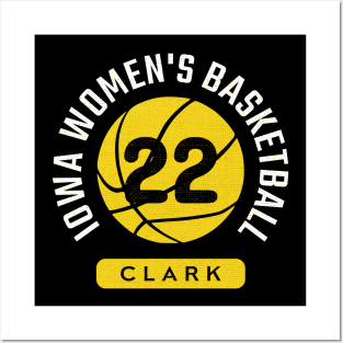 Caitlin Clark Iowa Women's Basketball Yellow Distressed Jersey Number 22 Cool and Cute Circular Design BASKETBALL-9 Posters and Art